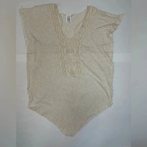 3 for $15 Becca By Rebecca Virtue Wheat Crochet Swim Cover Up Size M/L - Picture 1 of 8